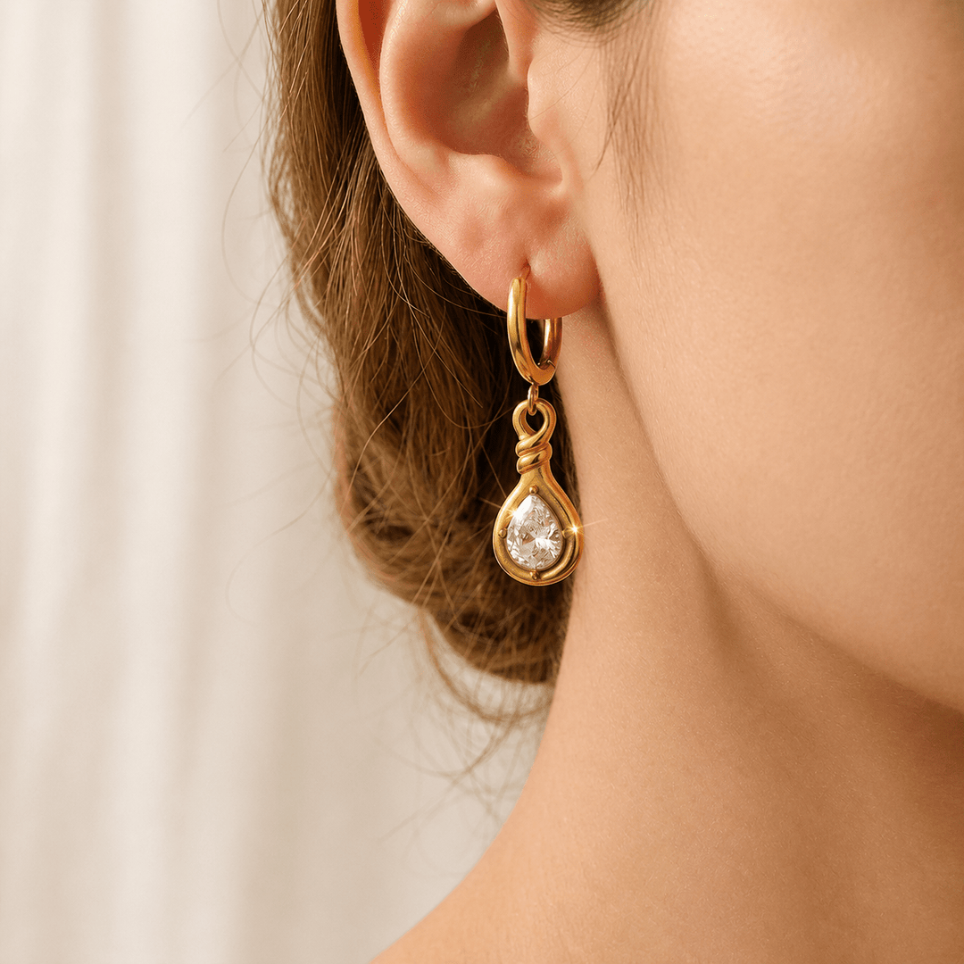 Gold Twisted Teardrop Earrings - iceandgold