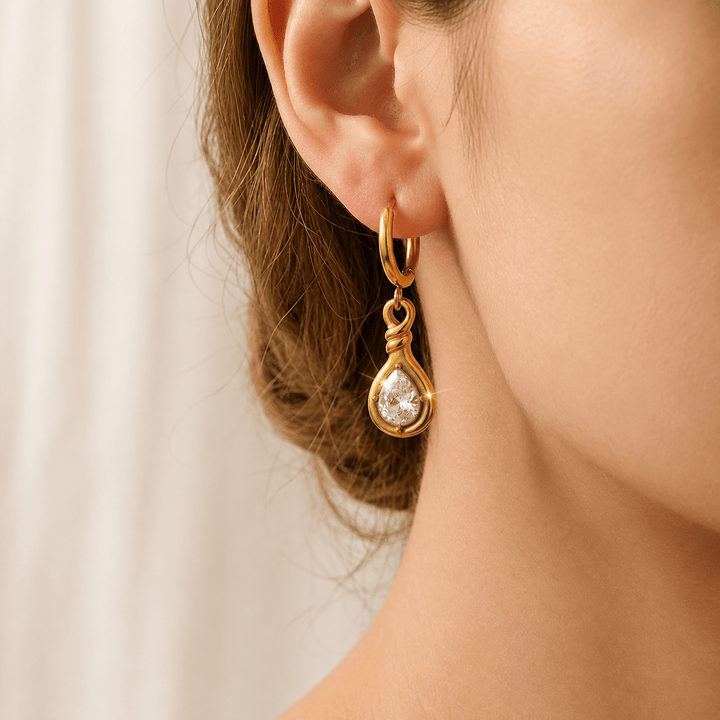 Gold Twisted Teardrop Earrings - iceandgold
