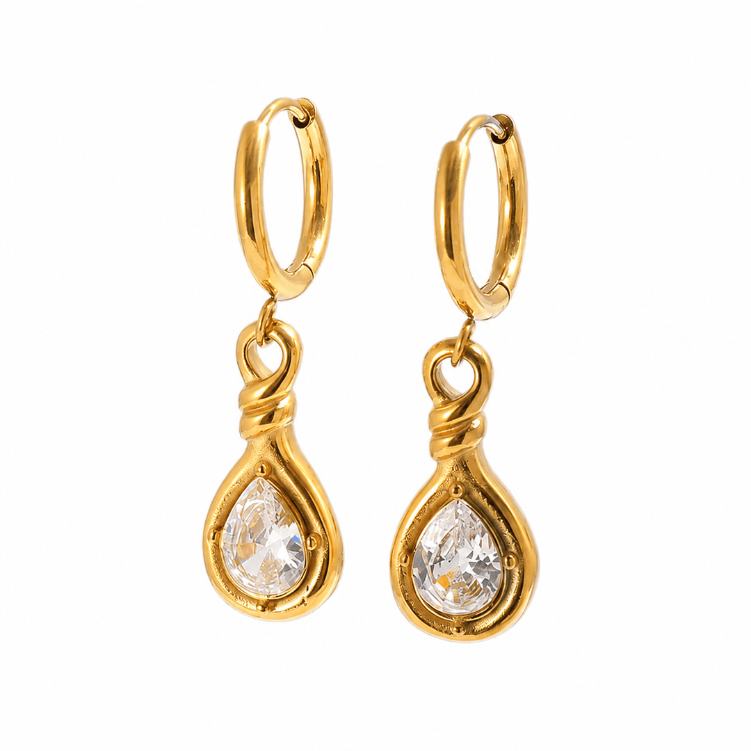 Gold Twisted Teardrop Earrings - iceandgold