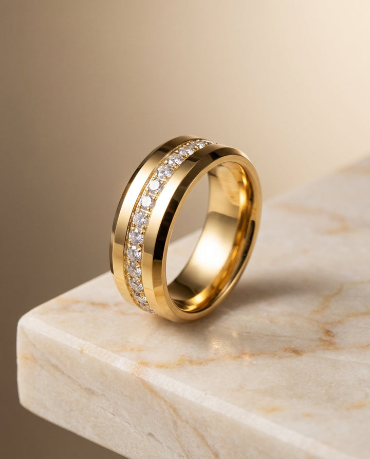 Gold with Diamonds 8mm Eternity Ring - iceandgold