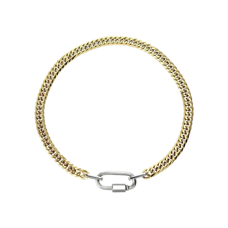 Gold Chain with Silver Carabiner Necklace - iceandgold