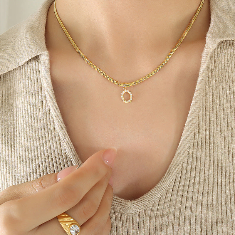 Initial Pave Pendant with Necklace - Initial Pendant Necklace