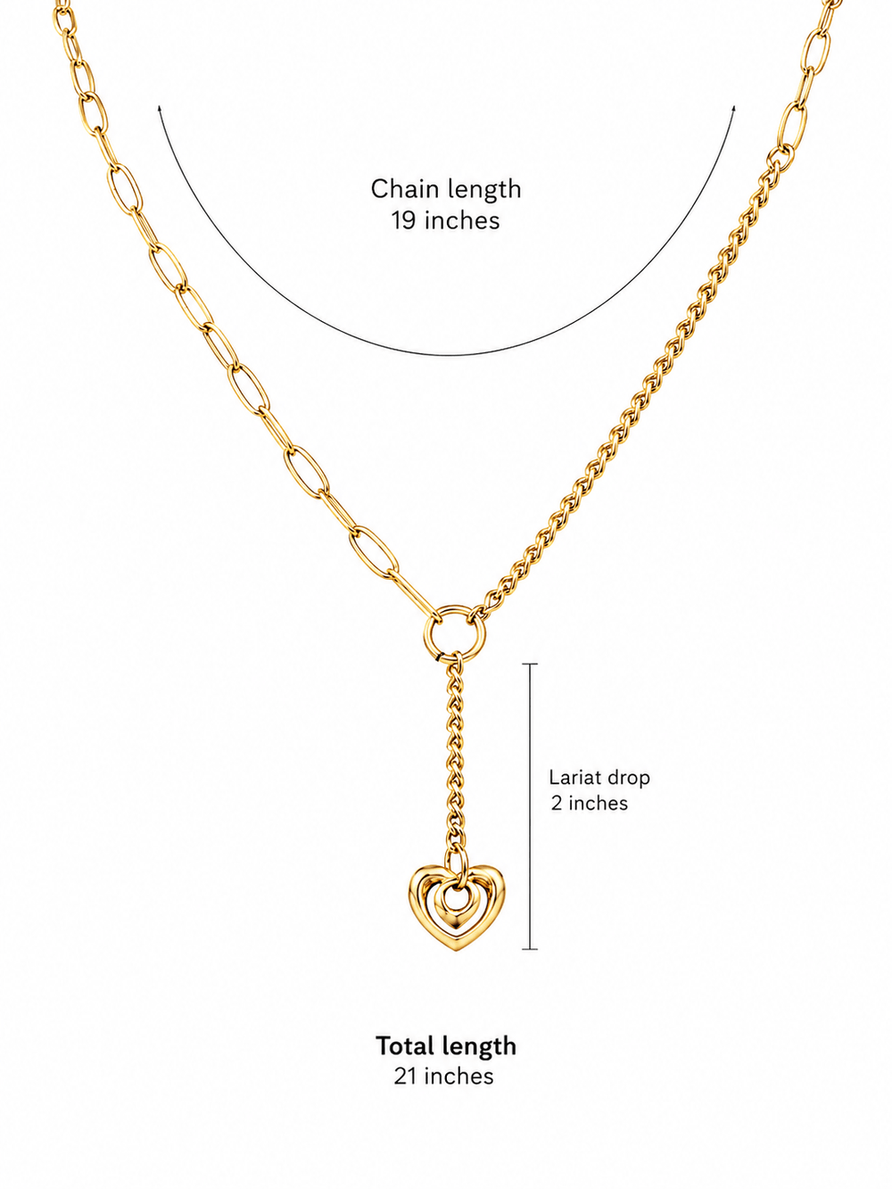 Lariat Heart Necklace - iceandgold