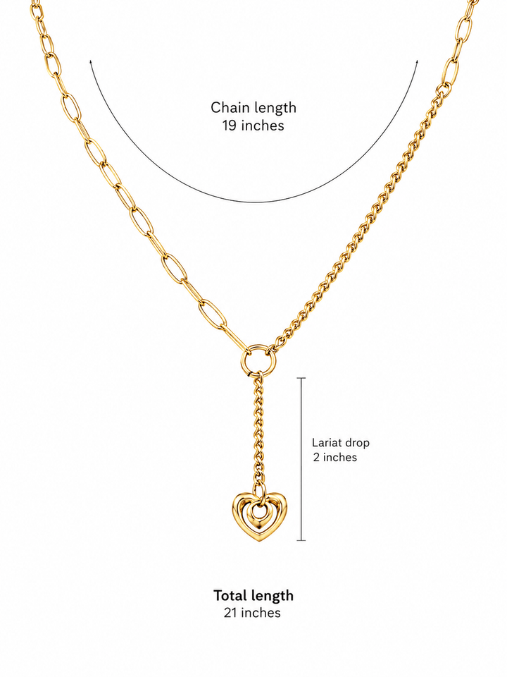 Lariat Heart Necklace - iceandgold