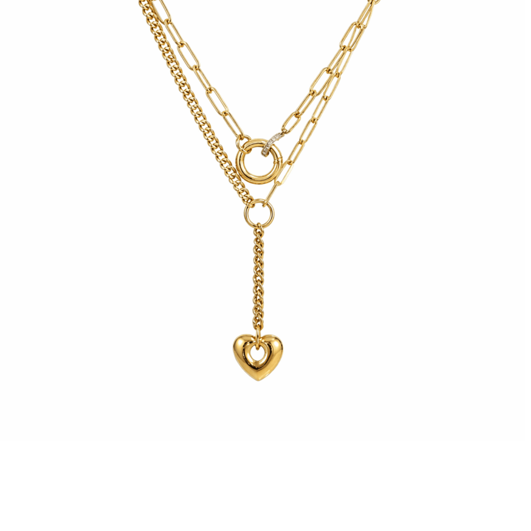 Lariat Heart Necklace Set - iceandgold
