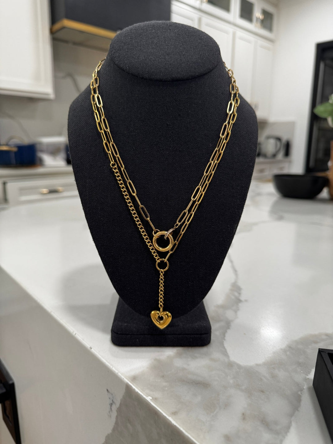 Lariat Heart Necklace Set - iceandgold