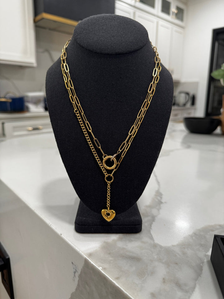 Lariat Heart Necklace Set - iceandgold