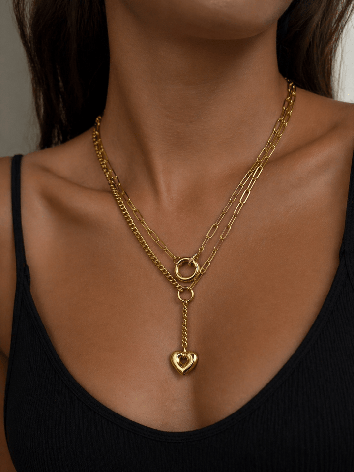 Lariat Heart Necklace Set - iceandgold