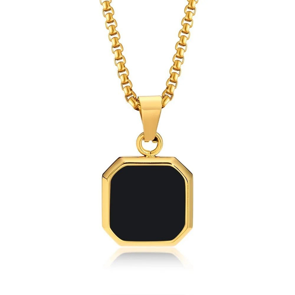 Black Onyx Pendant with Chain - iceandgold