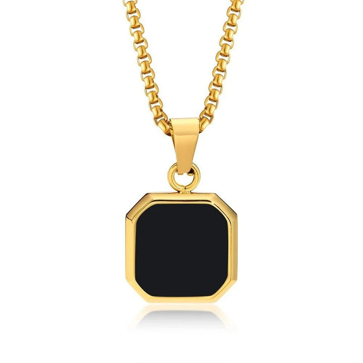 Black Onyx Pendant with Chain - iceandgold