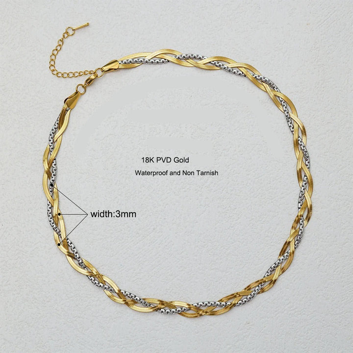 Two Tone Twisted Herringbone Necklace