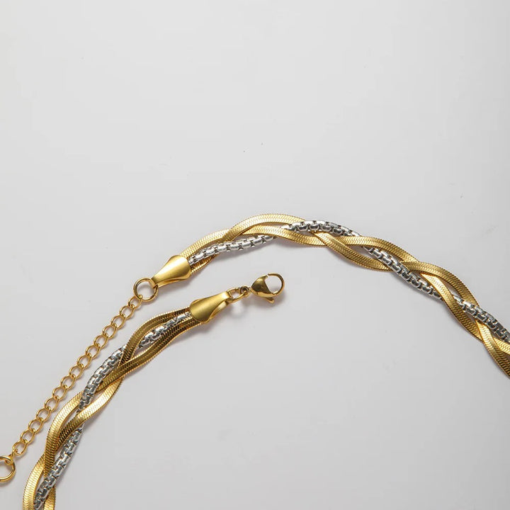 Two Tone Twisted Herringbone Necklace