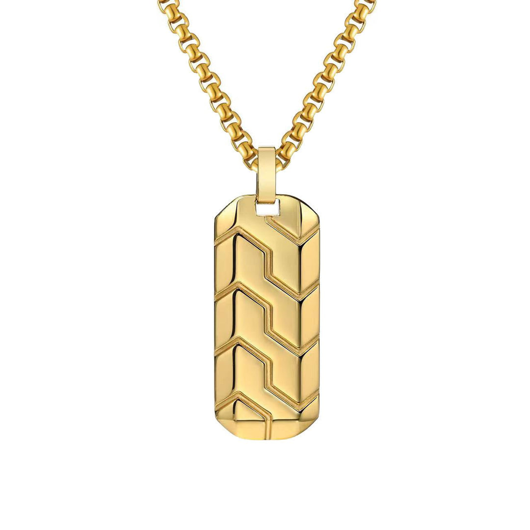 Men's Gold Chevron Pendant with Chain - iceandgold
