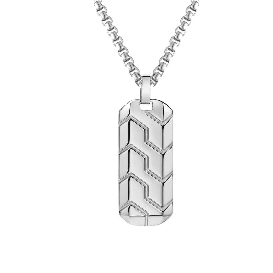 Men's White Gold Chevron Pendant with Chain - iceandgold