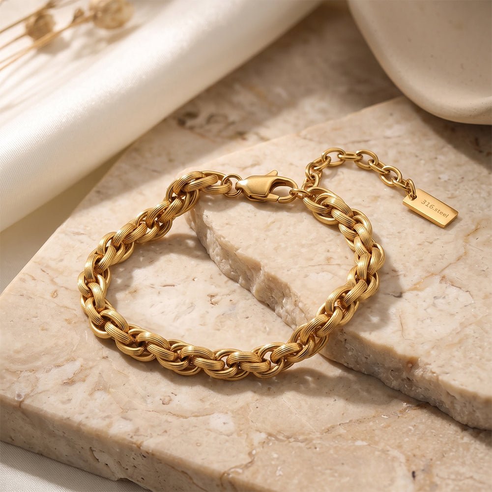 Men’s Woven Gold Link Bracelet - iceandgold