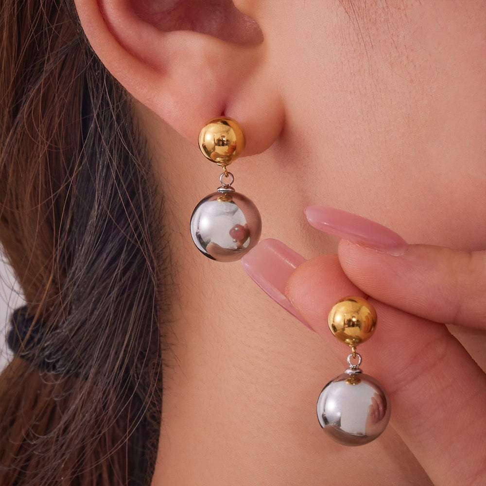 Mixed Metal Ball Earrings - iceandgold
