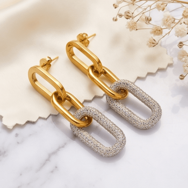 Mixed Metal Link Earrings - iceandgold