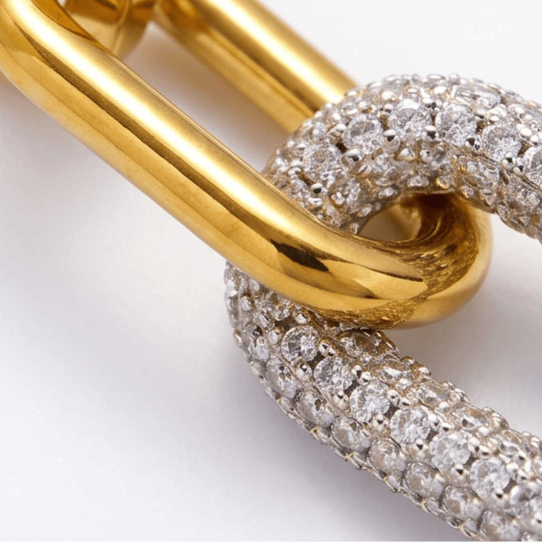 Mixed Metal Link Earrings - iceandgold