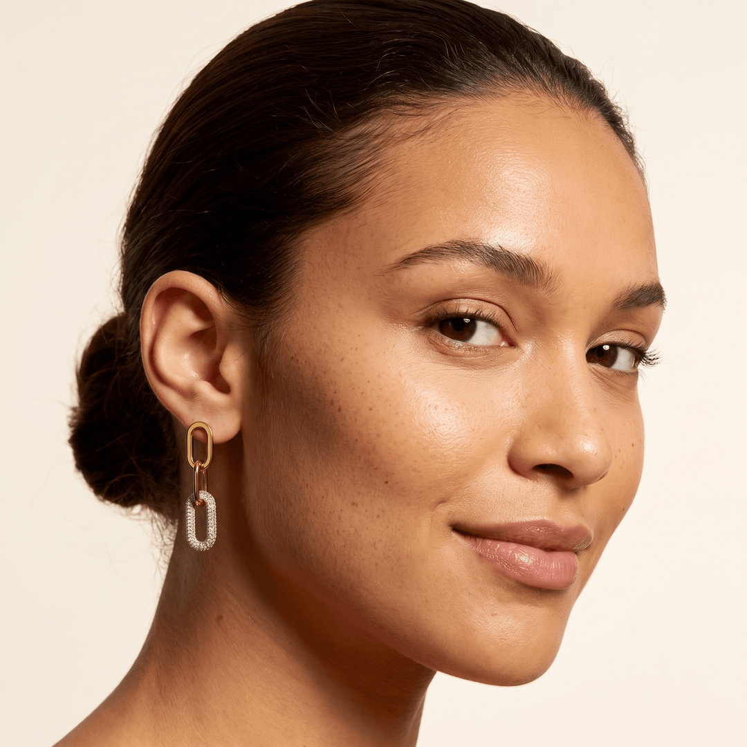 Mixed Metal Link Earrings - iceandgold