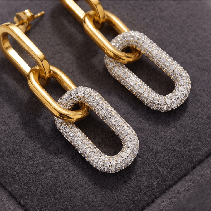 Mixed Metal Link Earrings - iceandgold