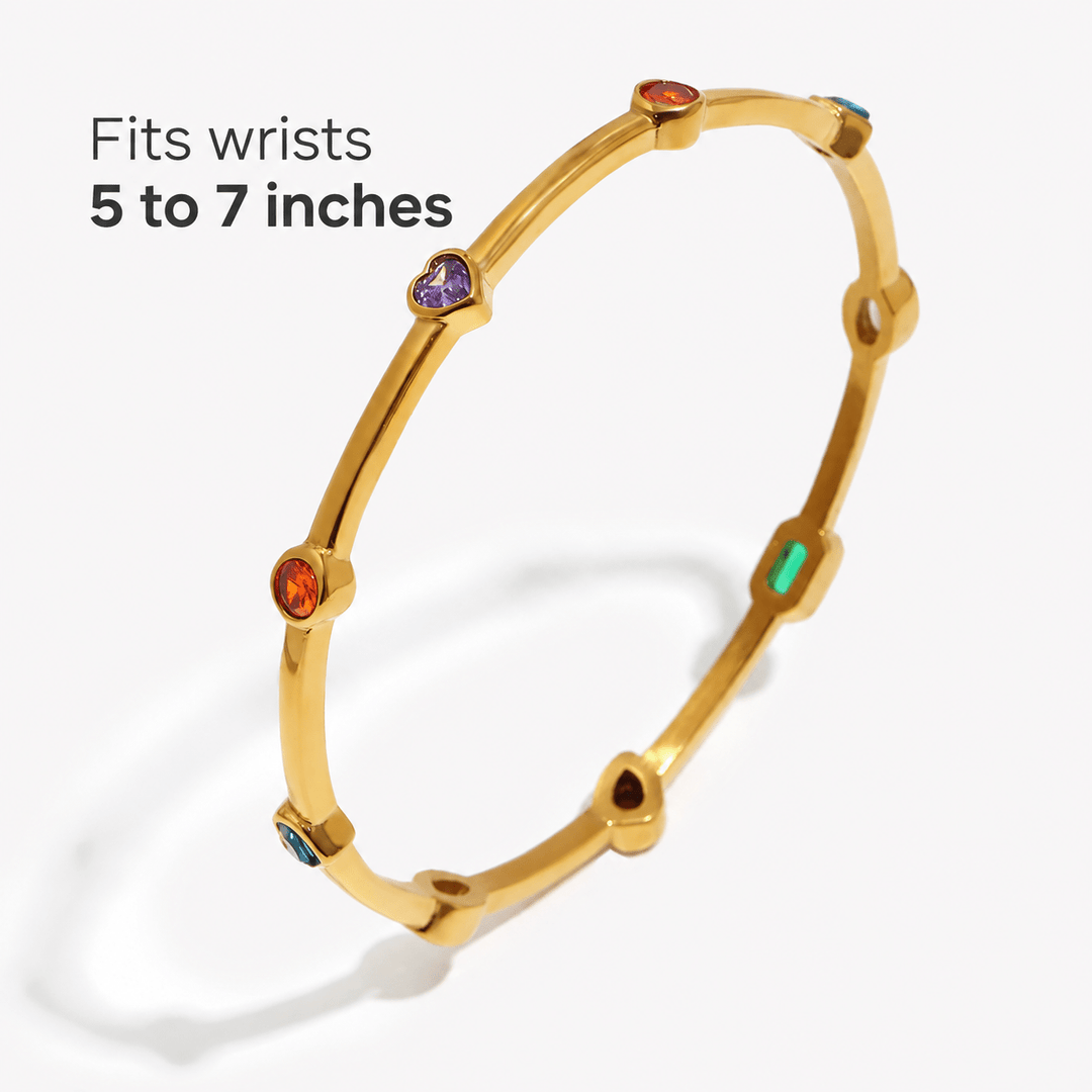 Multicolor Gemstone Gold Bangle - iceandgold