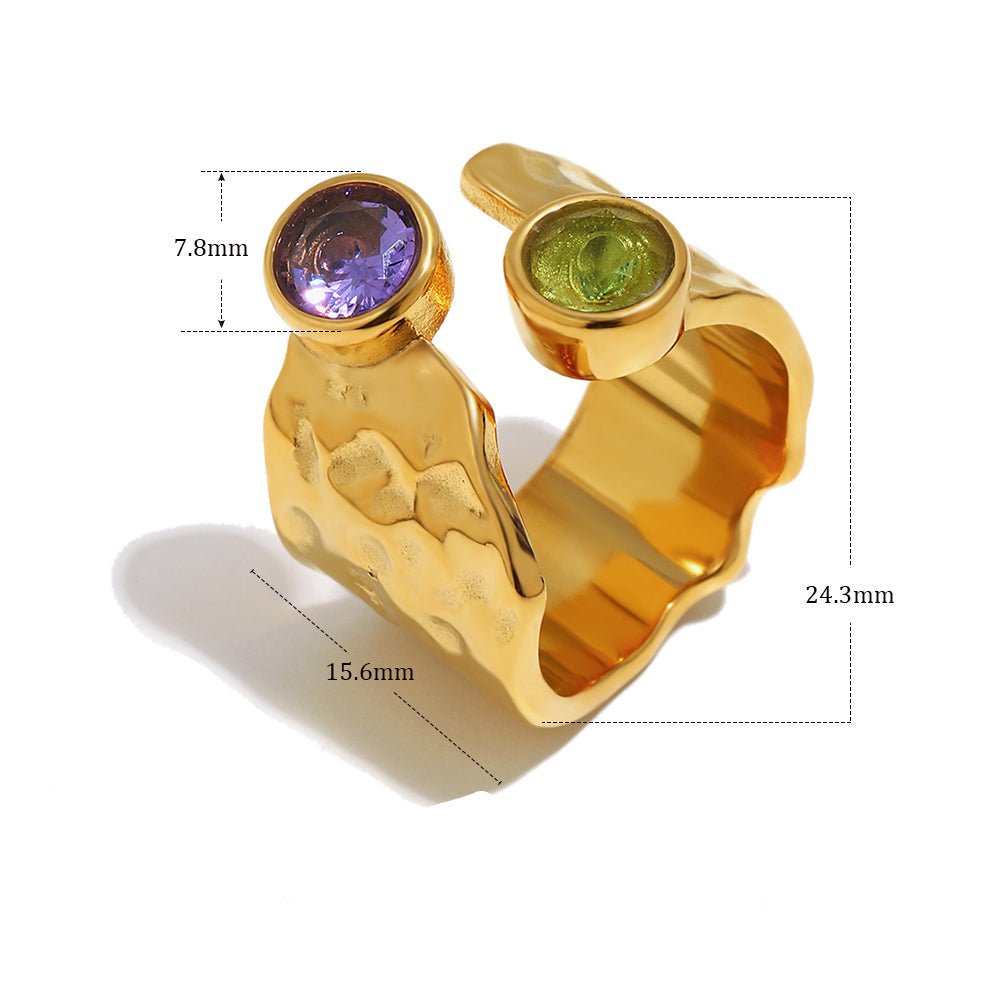 Purple & Green Gemstone Ring - iceandgold