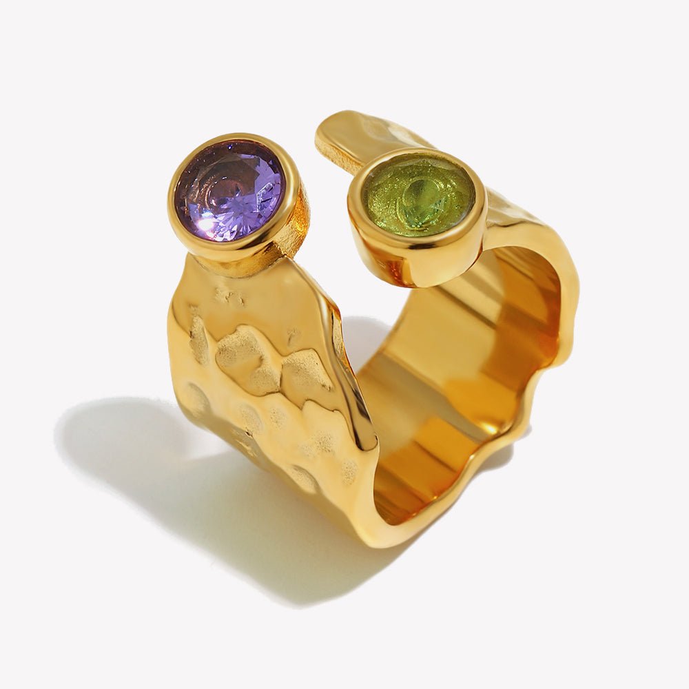 Purple & Green Gemstone Ring - iceandgold