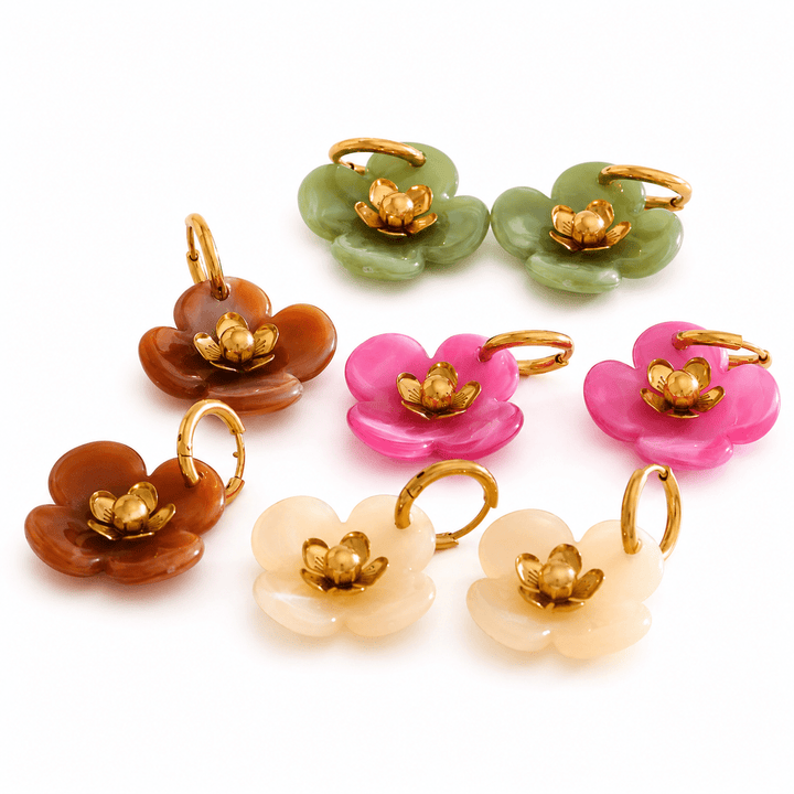 Resin Flower Earrings - iceandgold