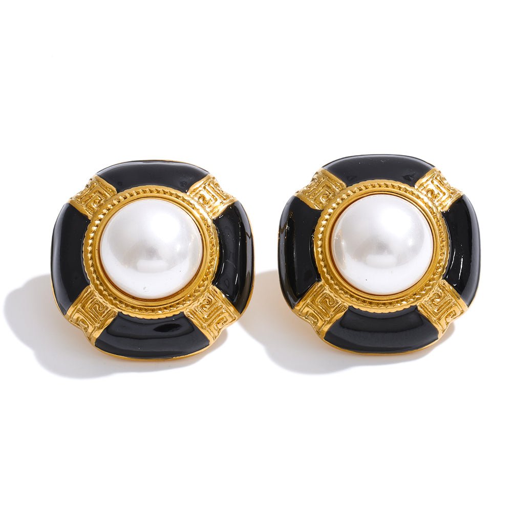Retro Pearl Stud Earrings - iceandgold