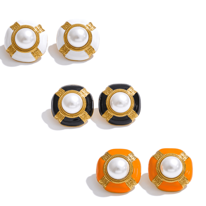 Retro Pearl Stud Earrings - iceandgold