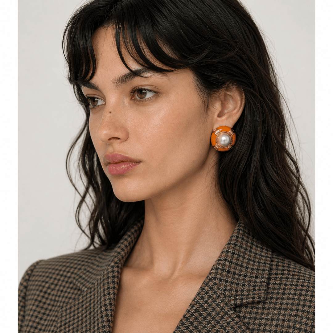 Retro Pearl Stud Earrings - iceandgold