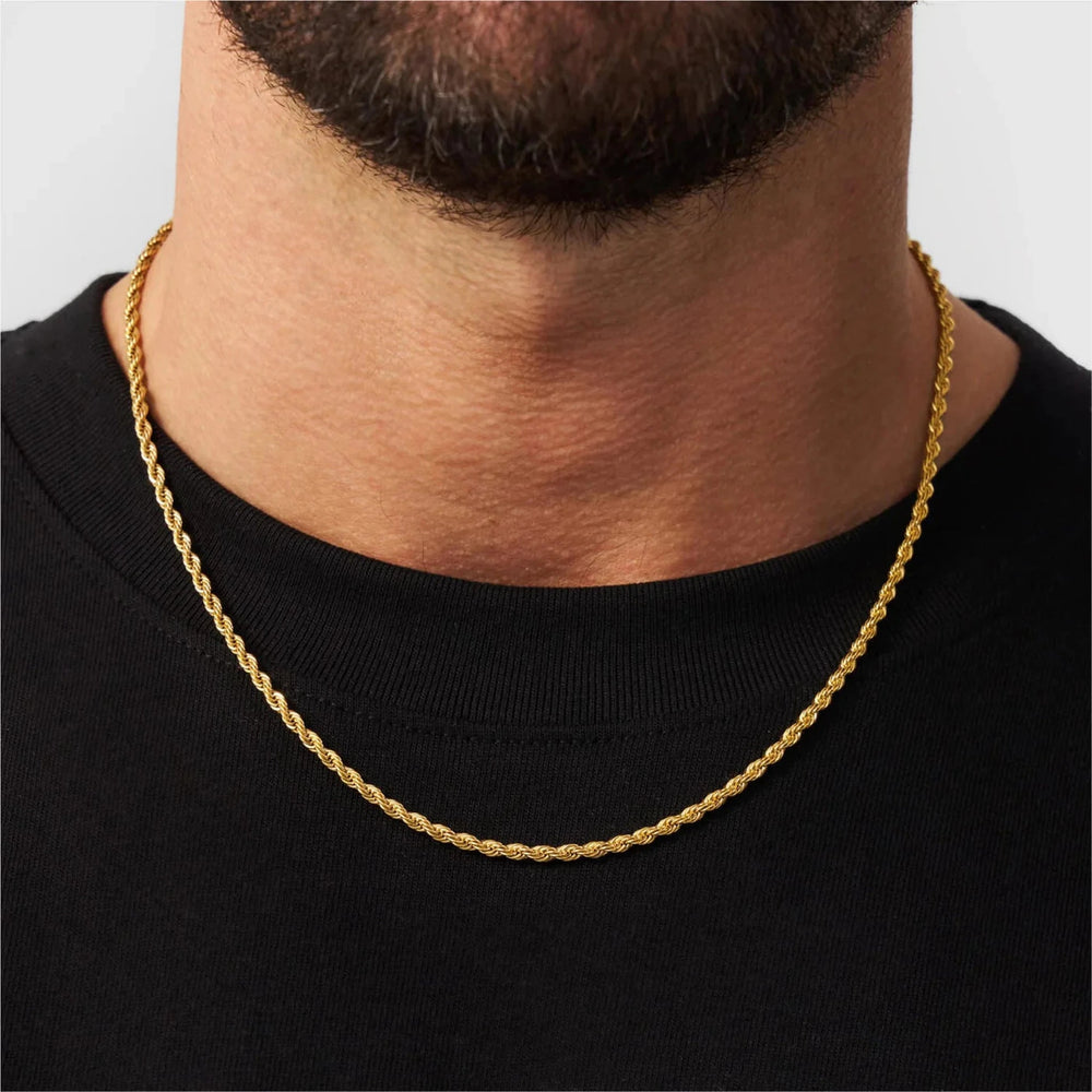 3mm Gold Rope Chain - iceandgold