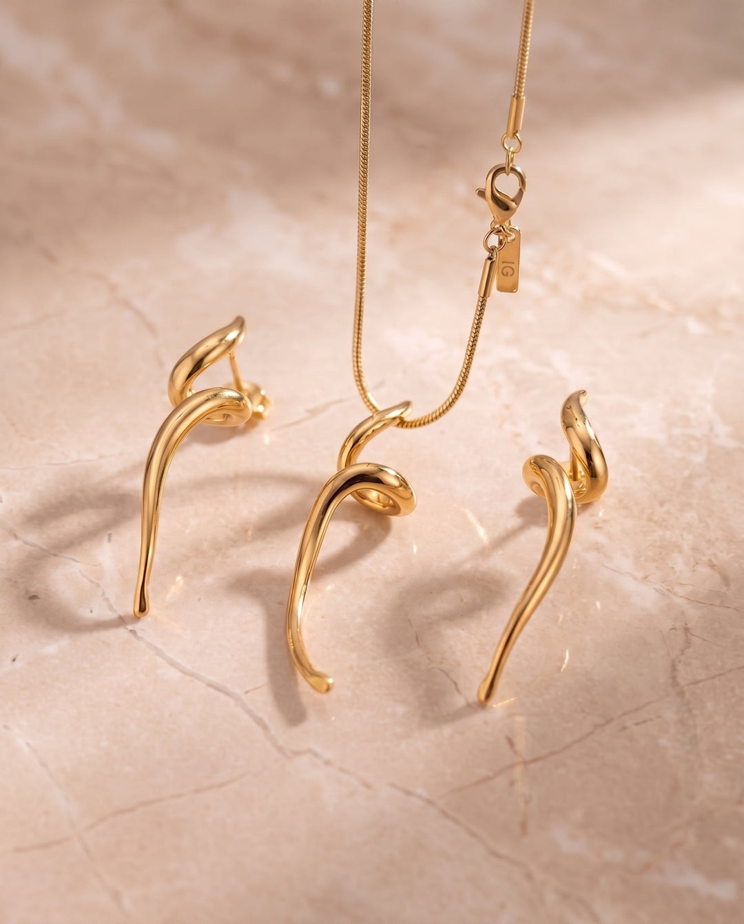 Spiral Earring and Necklace Set - iceandgold