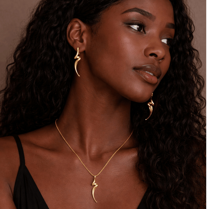 Spiral Earring and Necklace Set - iceandgold