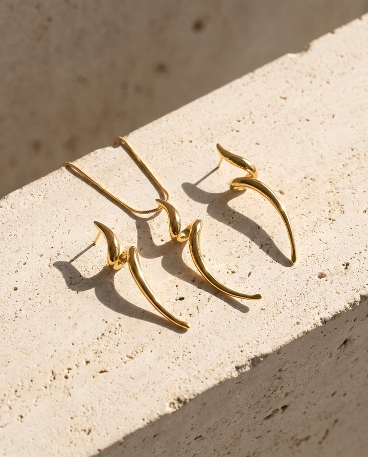 Spiral Earring and Necklace Set - iceandgold