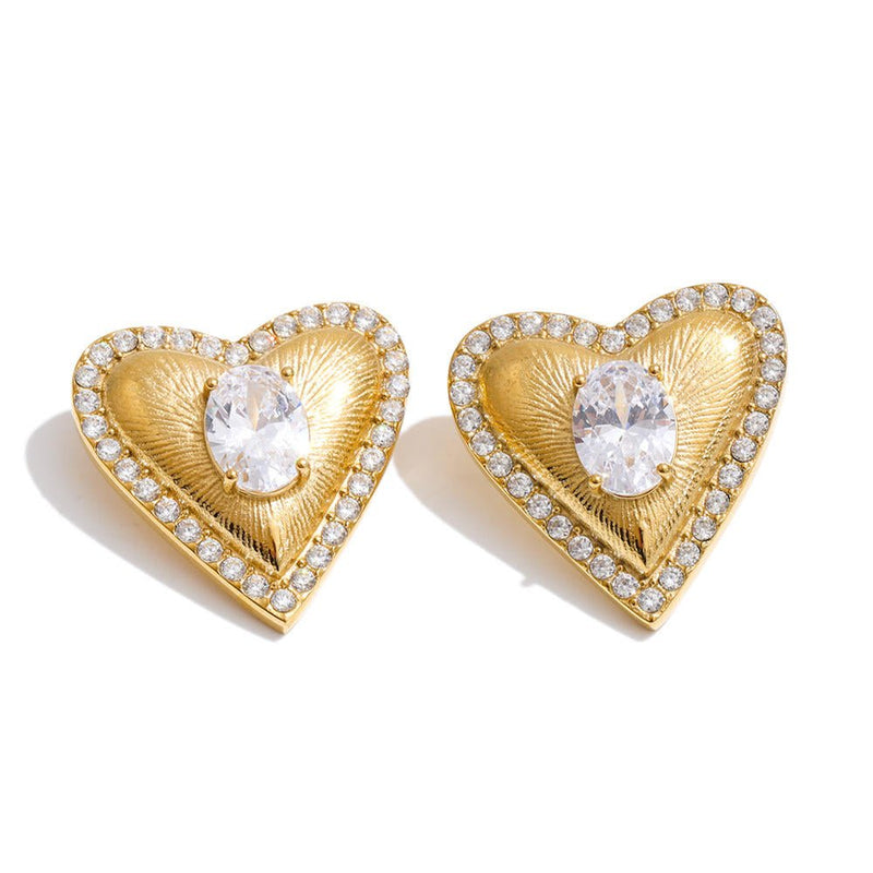 Studded Heart Earrings - iceandgold