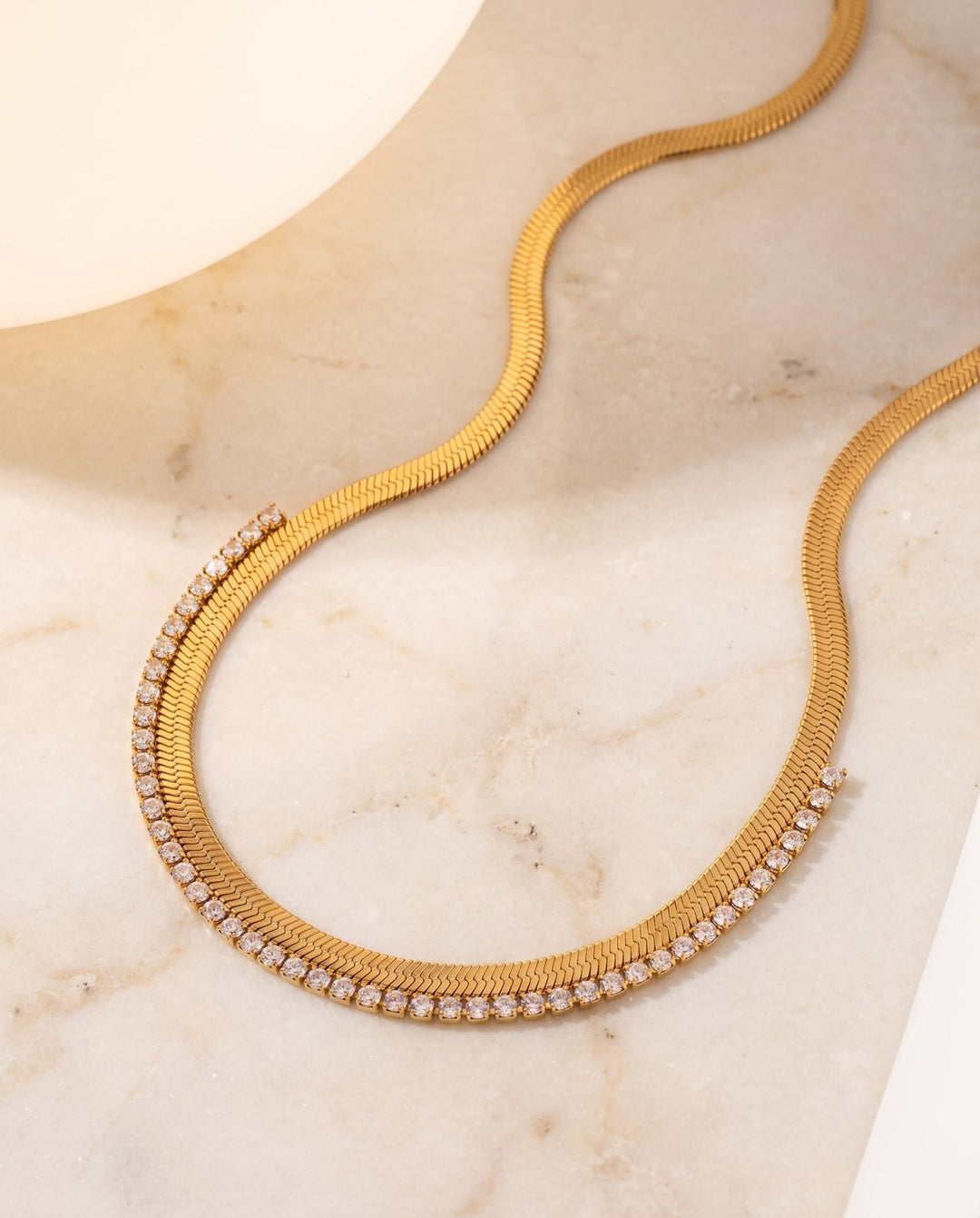 Studded Herringbone Necklace - iceandgold