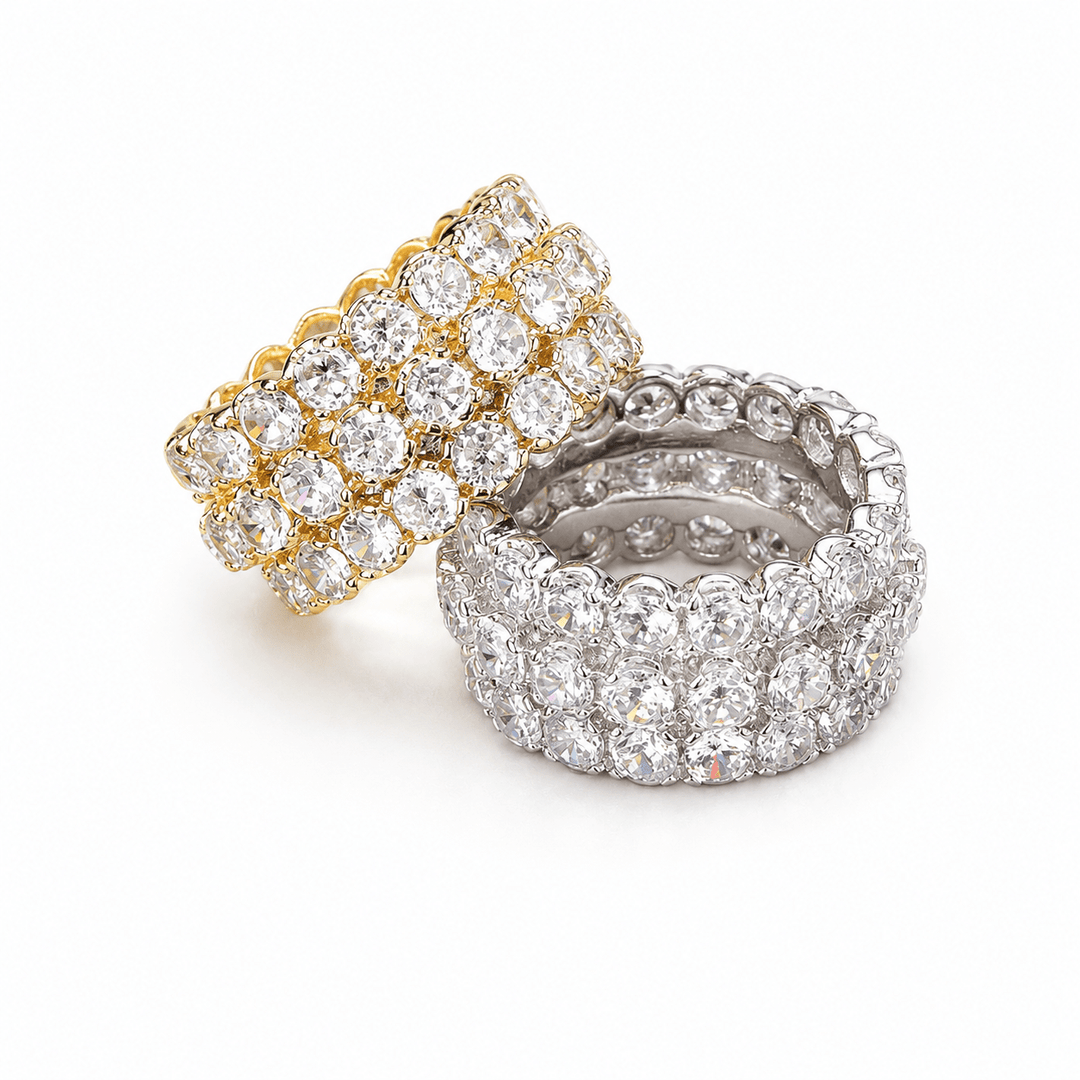 Three - Row Diamond Ring - iceandgold