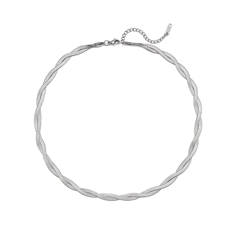 Silver Twisted Herringbone Necklace - iceandgold