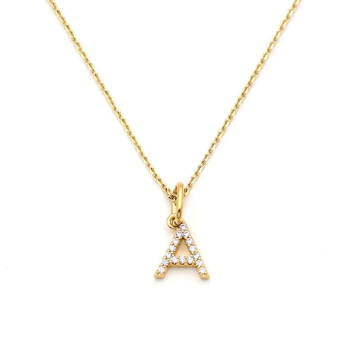 Pave Letter Pendant with Necklace - iceandgold