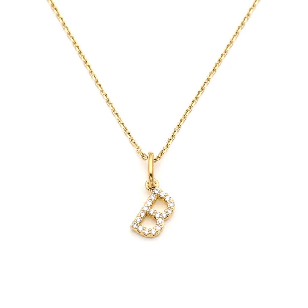 Pave Letter Pendant with Necklace - iceandgold