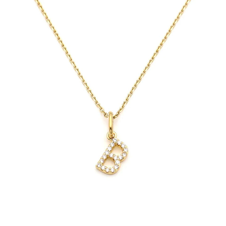 Pave Letter Pendant with Necklace - iceandgold