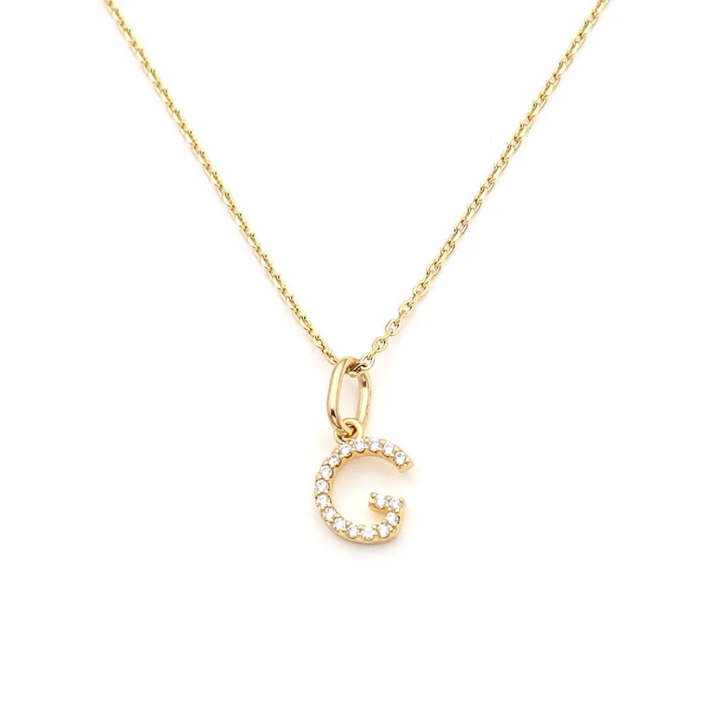 Pave Letter Pendant with Necklace - iceandgold