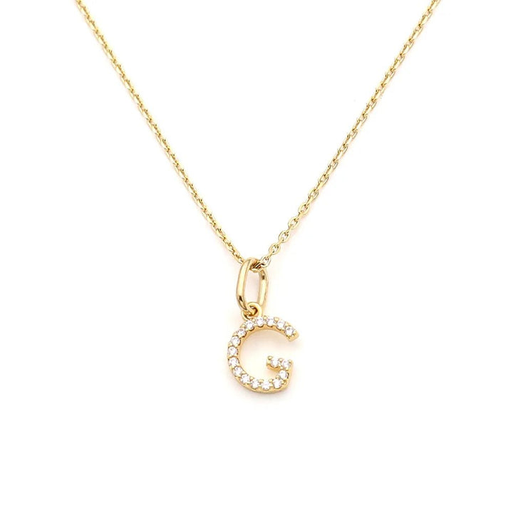 Pave Letter Pendant with Necklace - iceandgold
