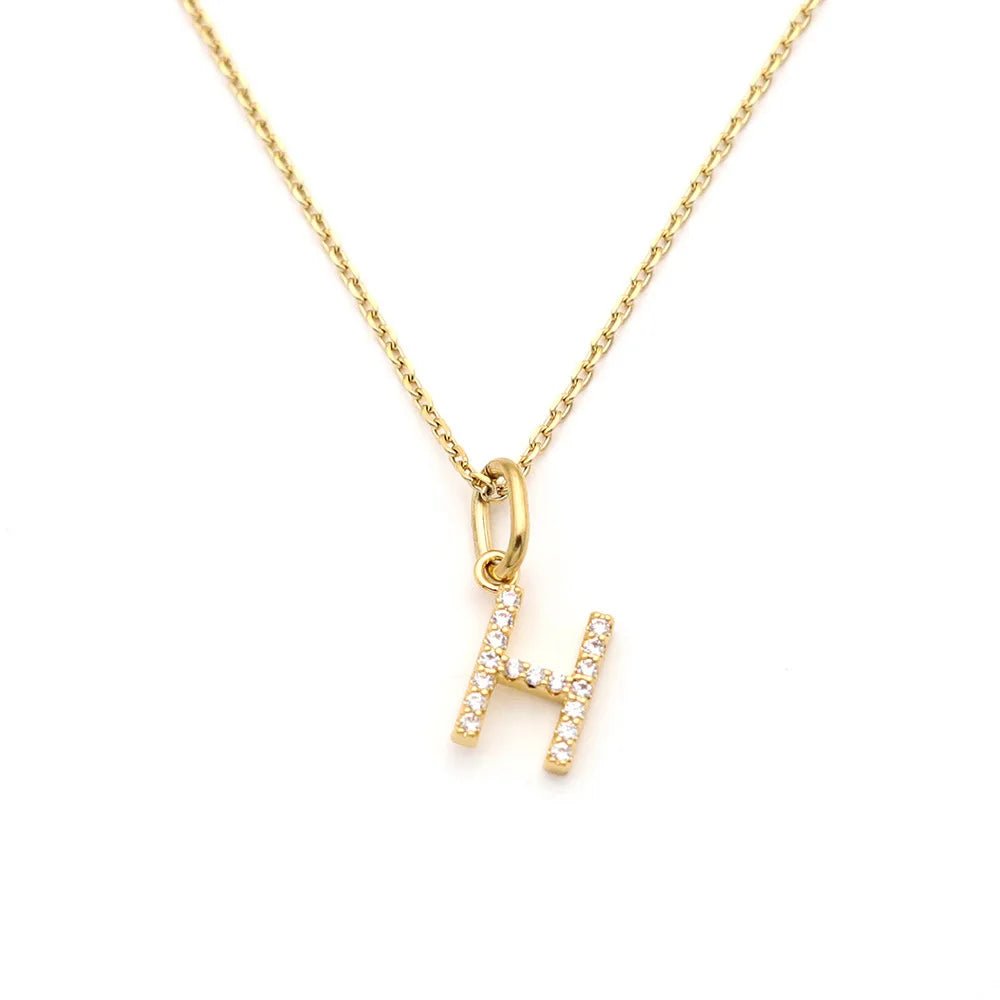 Pave Letter Pendant with Necklace - iceandgold
