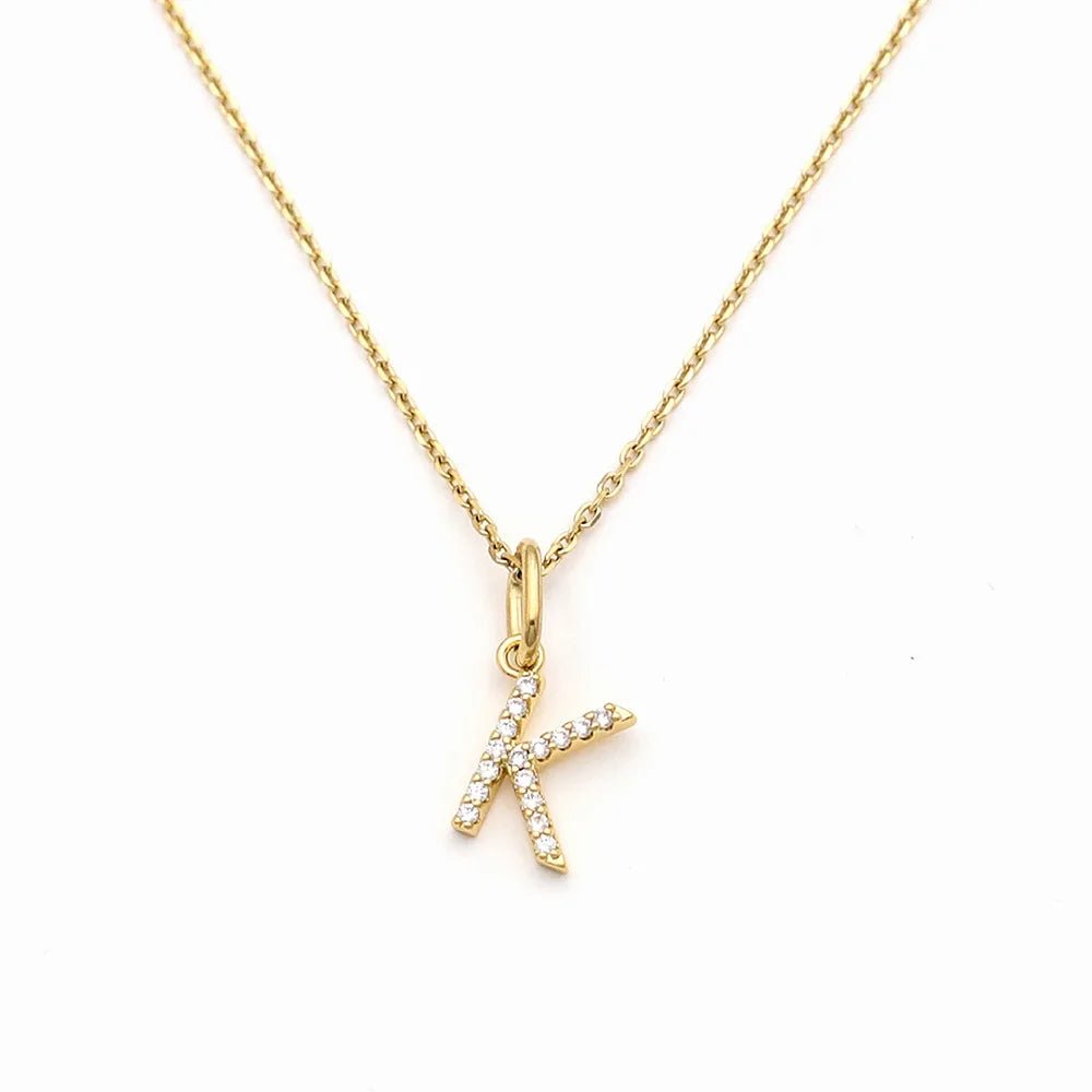 Pave Letter Pendant with Necklace - iceandgold