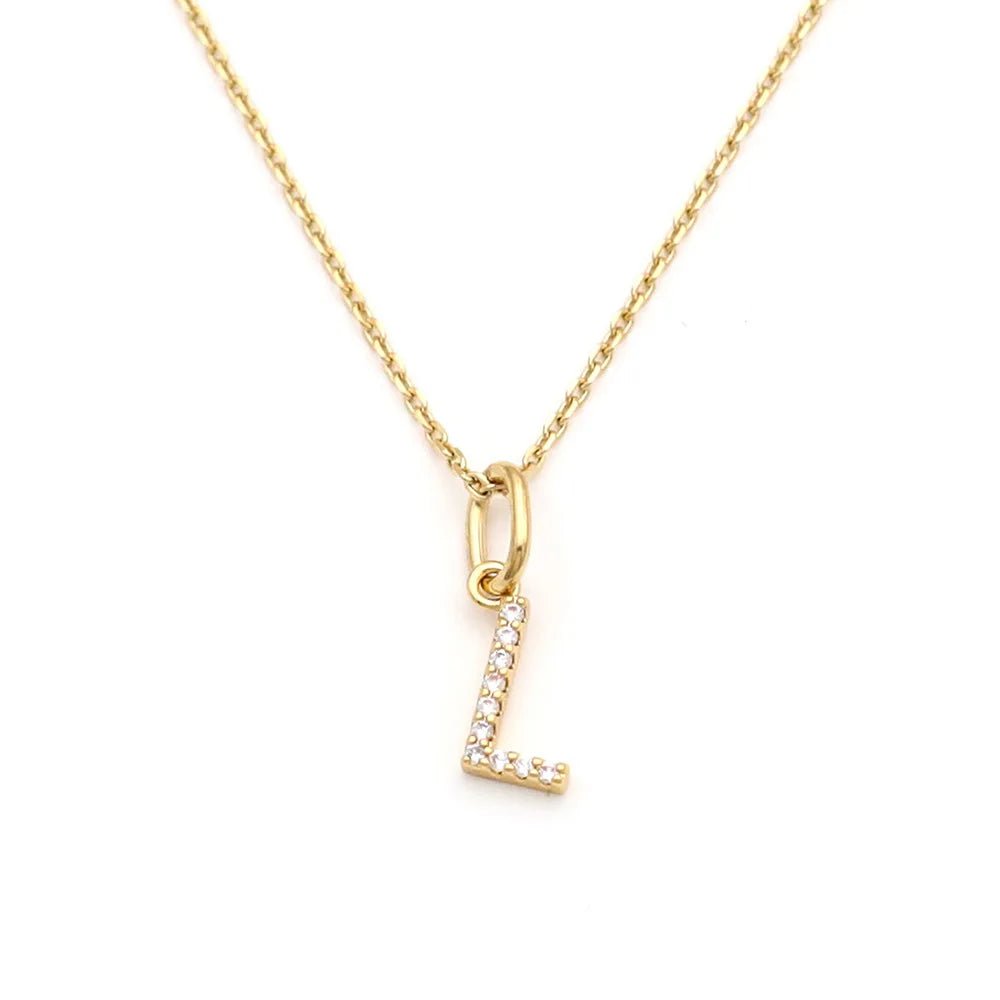 Pave Letter Pendant with Necklace - iceandgold