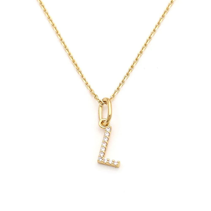 Pave Letter Pendant with Necklace - iceandgold