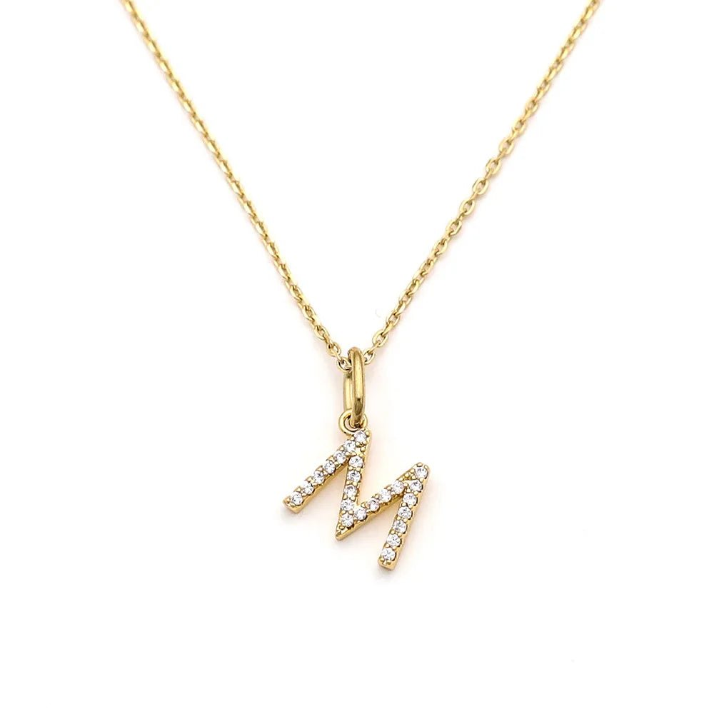 Pave Letter Pendant with Necklace - iceandgold