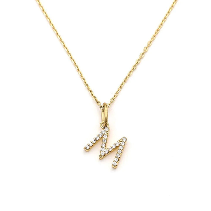 Pave Letter Pendant with Necklace - iceandgold